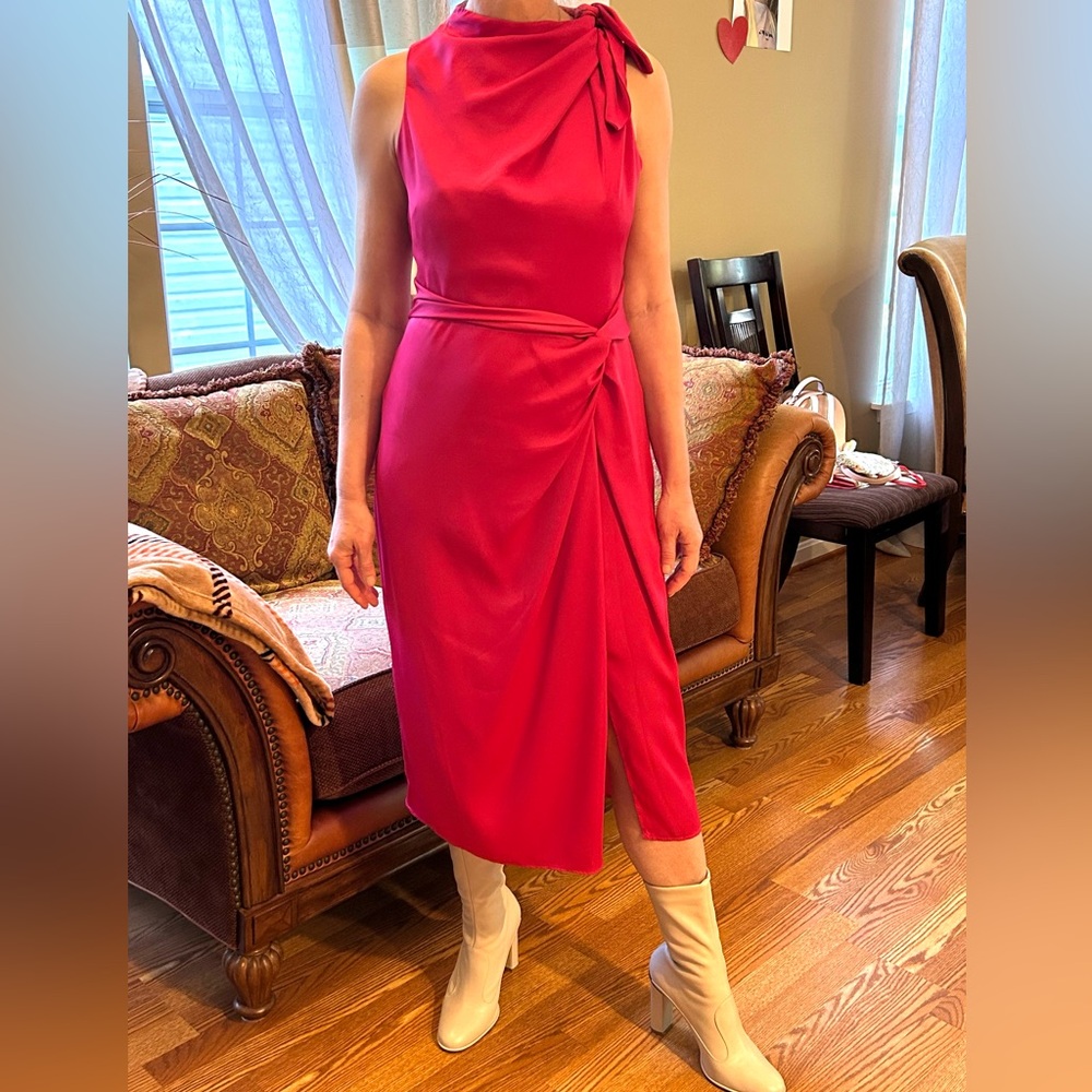 Banana Republic tie neck sheath cocktail dress